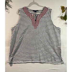 Tommy Hilfiger Women's Sorrento Sleeveless  2X Blue White Red $44.50 NEW